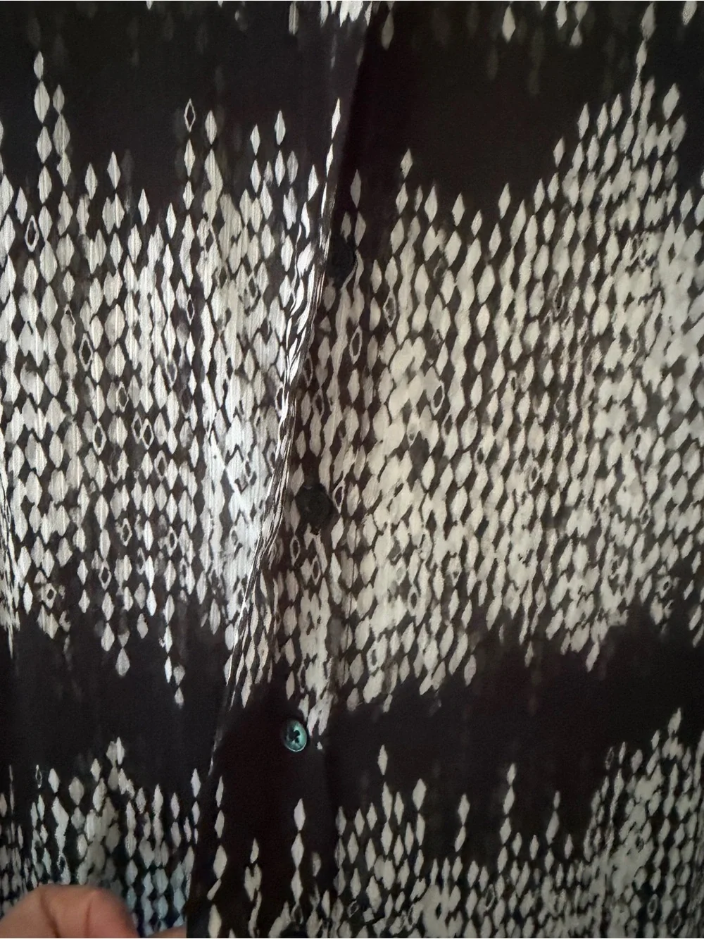 Banana Republic Black and White Patterned Lightweight Sheer Blouse size Large